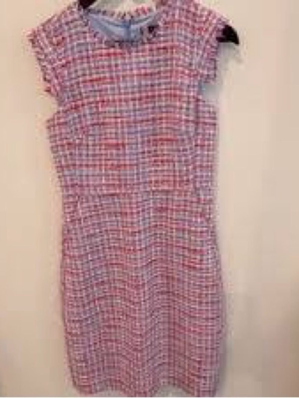 J Crew Classic Tweed Cap-Sleeve Lined Dress in Red & Lavender 4